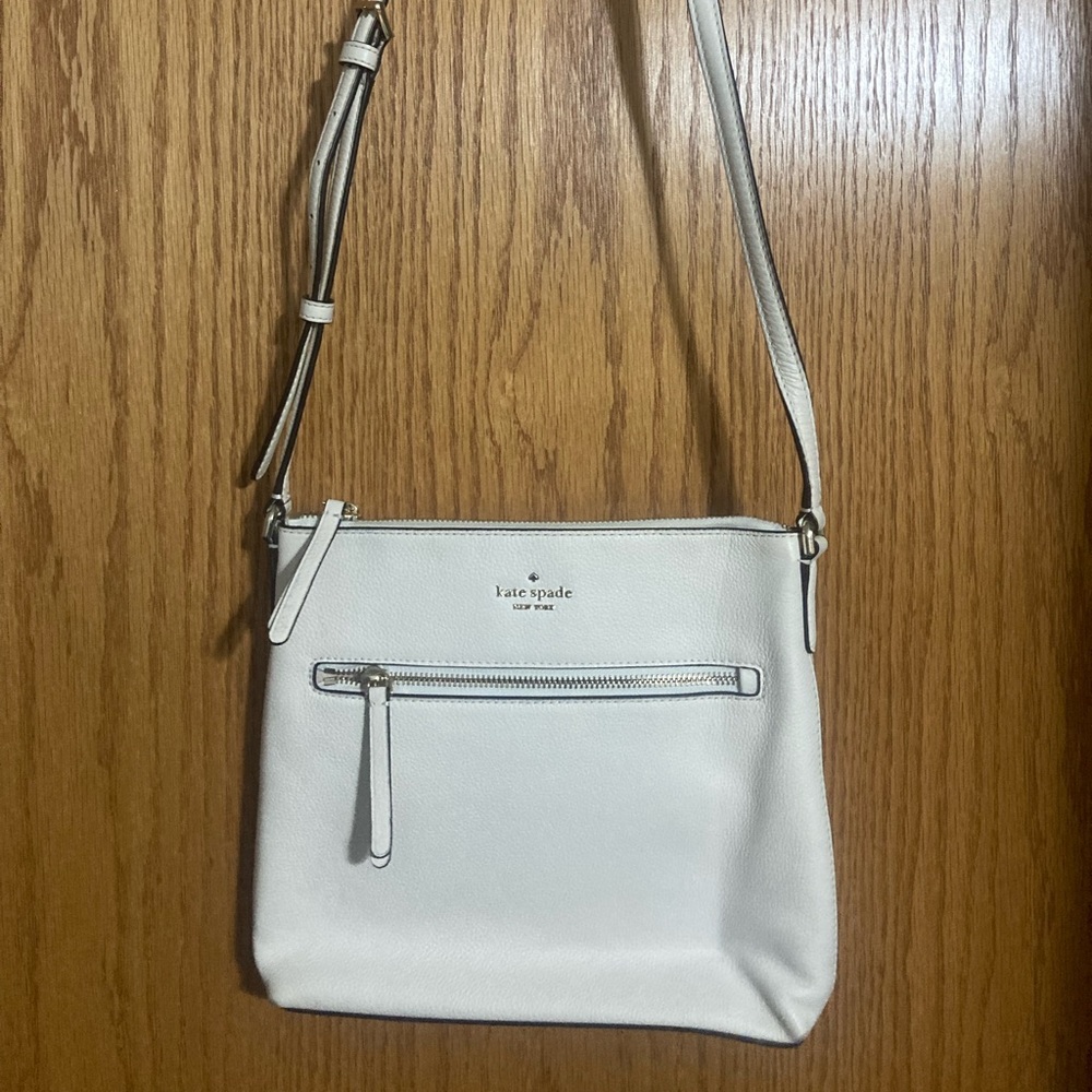 Kate Spade, Leather, White, Slim, Crossbody